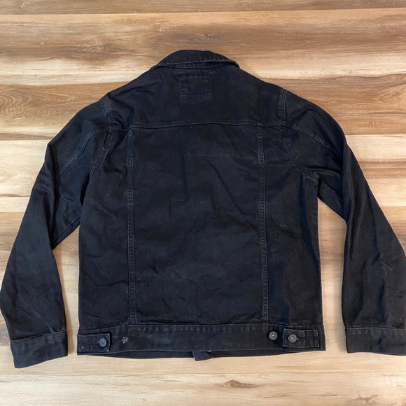 ZARA Denim Trucker Jacket Mens XL Black Long Sleeve Button Front Jean Jacket - Picture 7 of 10